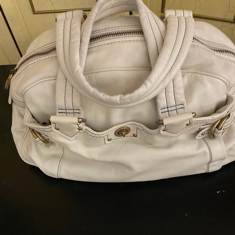 Winter white leather bag